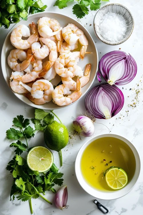 ingredientes ceviche de langostinos